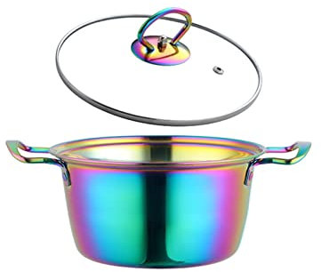 SUNMME Pentola per zuppiera Pentola per Noodle istantanei da Cucina Manico in Acciaio Inossidabile Pentola per zuppiera Piccola Pentola per Il Latte con Coperchio in Vetro Fornello a induzione a Gas