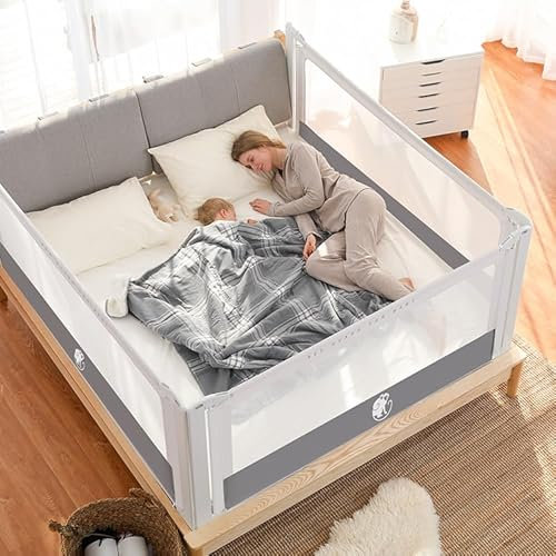 monkey mum® Popular Rausfallschutz Bett, Bettgitter,80-200cm,Stabil,Hoch Bettgitter Rausfallschutz, Rausfallschutz Bett 150cm, Rausfallschutz Boxspringbett, Bettgitter Boxspringbett, Bettschutzgitter