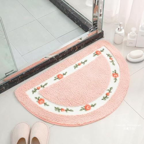 Aevmsor Badteppich rutschfeste, Duschmatte Halbrund rutschfeste, Waschbar Badeteppich Weich Duschvorleger, Duschvorleger Halbrund Runddusche, Wasserabsorbierend Badematte Badvorleger für Dusche