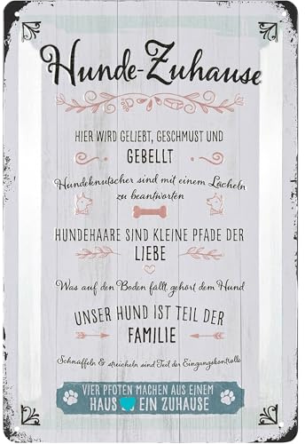 LANOLU Retro Blechschild Hunderegeln, Hundeschilder, Blechschild Hund, Deko Garten Hund, Geschenke für Frauen Hundeliebhaber, Hunde Geschenke für Besitzer, 20x30cm