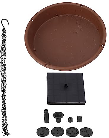Haofy Fontana Solare per Bagno Uccelli con Pompa ad Energia Solare 6 Ugelli Regolabili Ciotola da Giardino per Esterno per Oasi Naturale, Aree Verdi, Terrazzo