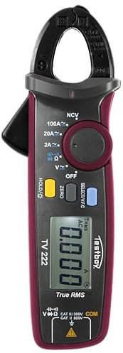Testboy TV 222 Digitales Minizangenamperemeter (Stromzange, Multimeter und berührungsloser Spannungstester, inkl. Durchgangsprüfung, Diodentest, Data-Hold und Auto-Power-Off-Funktion)