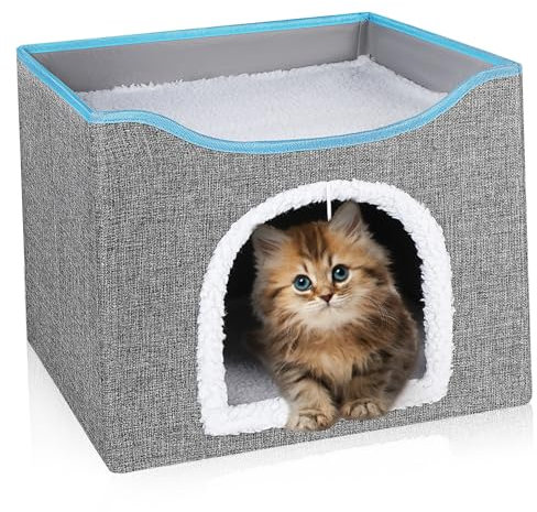 INOOMP Faltbares Katzenhaus Aus Karton Doppellagige Katzenhöhle Für Drinnen Mit Kratzbrett Bequemer Schlafplatz Und Stilvollem Design Für Ihre Katze