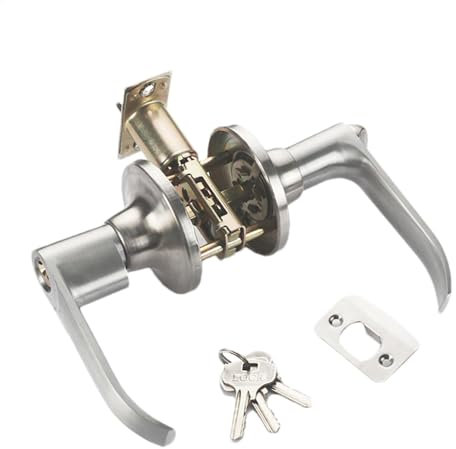 Serratura per maniglia della porta, serratura sferica a tre barre | Set di maniglie per porta a con serratura e chiave per bagno interno