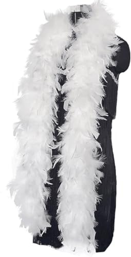 QIBZI Boa,Sciarpa di Piume bianche,1.2m di lunghezza Piume lunghe di tacchino Chandelle Boa, ballo di nozze fai da te per feste di Halloween