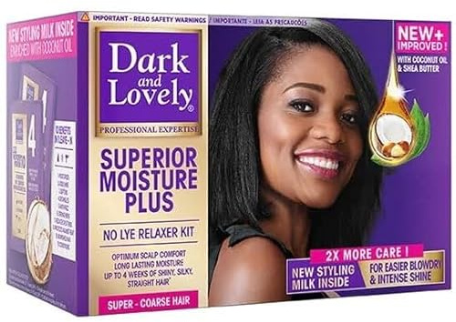 Dark and Lovely Superior Moisture Plus | No Lye Relaxer | Super for Coarse Hair | Enriched with Coconut Oil