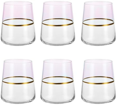KASANOVA Set 6 bicchieri acqua 420 ml rosa e oro Spectrum