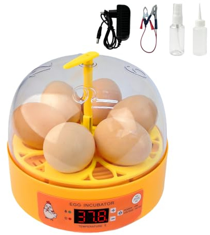 Brutautomat Vollautomatisch Inkubator für 6 Eier mit Automatischem Wenden der Eier, Temperaturkontrolle, Externe Wasserversorgung Intelligenter Brutmaschine für Hühner Wachtel Enten