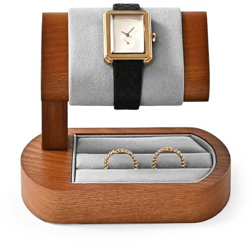 Oirlv Multifunzionale Supporto Per Orologio In Legno Massello, Semplice, Porta-Orologi, Conservazione Degli Orologi(07)