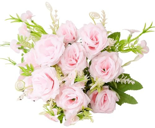 Generisch Künstliche Seidenblumen,Künstliche Rosen aus Seide, Kunstblumen Zweige,Rosen und Hyazinthen Zweige,Dekorative Blumenarrangements für Hochzeit, Party, Tischdeko, Garten (Pink)