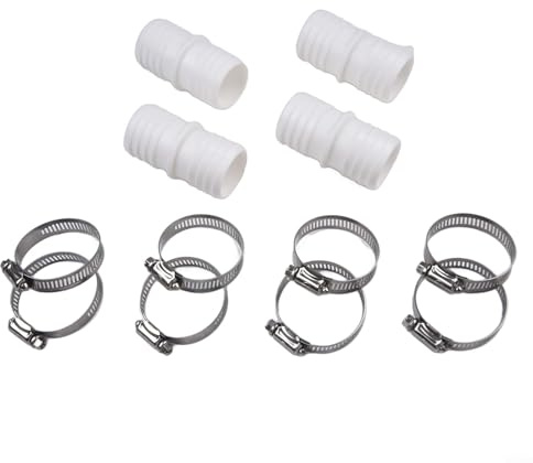 Set di connettori per tubi flessibili da 38 mm con morsetti in acciaio inox Essential Pool Equipment (4+8)