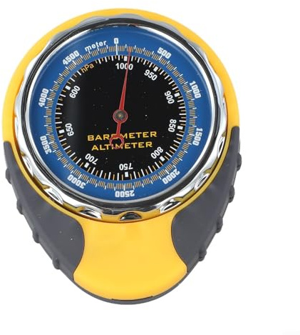 4-in-1 Outdoor Altimeter Barometer Thermometer Weather Forecast Device Altitude Measurement Tool Temperature Meter Mountain Climbing Hiking Wilderness Navigation Equipment Yellow