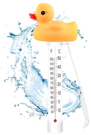 EIHI 1 Pezzi Termometro Galleggiante per Piscina, Floating Termometro Con Stringa Swimming Pool Thermometer, Per Piscina, Vasche per Pesci, Spa acquari, Stagni (Anatra Gialla)
