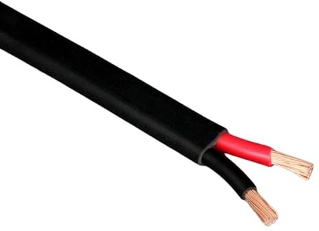 2 CORE ELECTRICAL FLAT CABLE TWIN FLEX WIRE 0.5-4.5mm² RED BLACK FLEXIBLE 1-42A (1.5mm² (10m length))