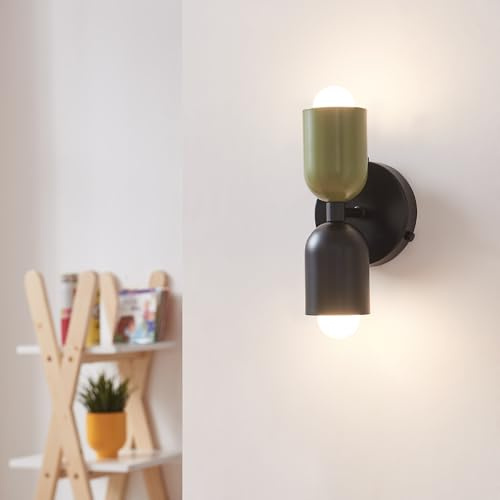 lux.pro Wandleuchte innen Trorlos Wandlampe Up Down Schlafzimmer Metall 2-flammig Flurlampe 22 x 12 x 12 cm Grün/Schwarz