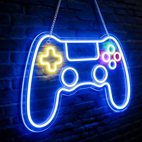 Enseigne Lumineuse, Néon Murale, Décoration Gaming, Déco Gaming LED, Enseigne Néon Manette pour Chambre Gaming, Lampe Néon USB Réglable