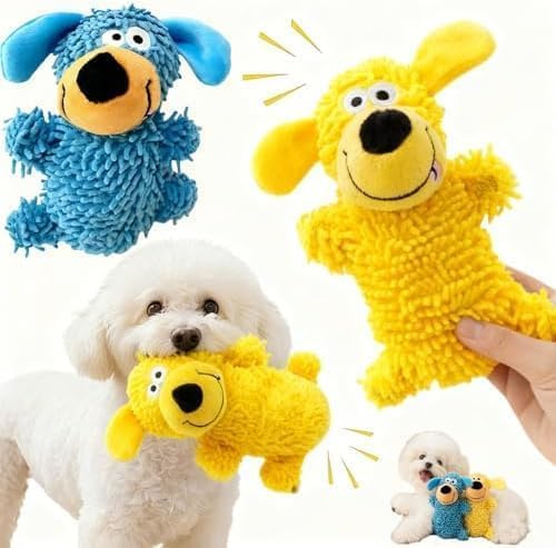 Longgaogao Kicherndes Zahnreinigungsspielzeug In Hundefarben,Hundespielzeug Plüschtier, Spiel, Spaß Und Zahnpflege, Perfekt Für Mentale Stimulation (2pcs)