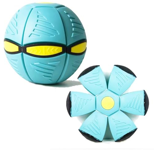 Pelota Saltarina Niños Gracioso Metaball Mágico, Platillo Volador Magic Metaball con 6 Luces, Children's Bouncing Ball para Interacción Entre Padres E Hijos (A02-Azul Claro(Versión sin luz))