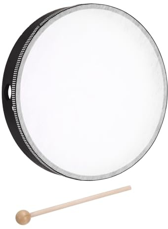 QUARKZMAN Tambor De Mano Música Percusión 10 Pulgadas Tambor De Marco De Madera Con Baqueta Instrumento Musical Para Educación Musical Suministros Para Fiestas En Casa Y Actuaciones (Negro)