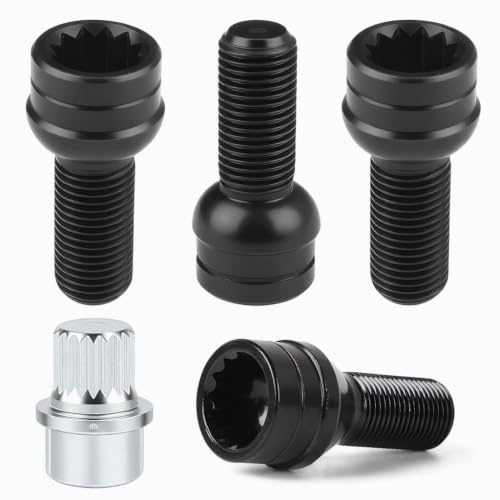 4PCS Boulons de Roue Antivol M14 x 1.5 mm avec Écrous de Roue | Écrous de Roue Sécurisés en Acier Haute Résistance Protection et la Sécurité des Roues pour BM/W Au/di V/W Mer/cedes