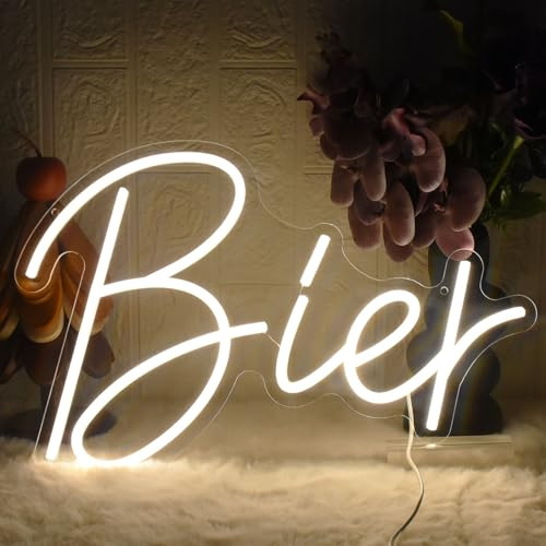 YUEYYNS Bier Neon Schild Bar Neon Licht LED Leuchtreklame Bier USB Dimmbare Warmweiß Buchstaben Neonlichter für Bar Pub Nachtclub Store Party Weihnachten