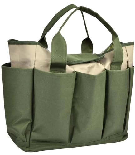 Gardening Bags for Tools 8 Side Pockets Waterproof Large Capacity | Tool Storage Bag for Trowels Gloves Wrenches Scissors Planting Pruning Transplanting