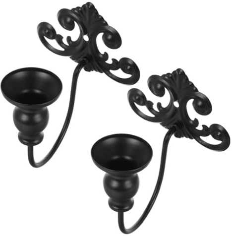 Alipis 2 Piezas Candelabro de Pared para Velas Aplique de Pared de Metal Negro Hierro Decorativo Vintage para Dormitorio y Comedor