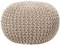 Puf otomana Beige Tejido de algodón Relleno de EPS reposapiés pequeño Redondo 50 x 35 cm Conrad