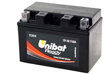 YT12A-BS Batteria Moto Completa di Acido Pronta all'Uso UNIBAT READY CT12A-FA
