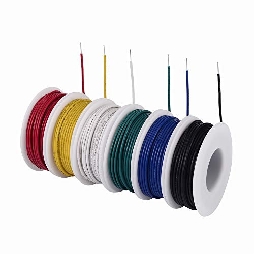 Kit de fil solide TUOFENG 24 awg, fil solide (6 bobines de 9 mètres de couleurs différentes) Kit de fil de raccordement pour cavalier de calibre 24