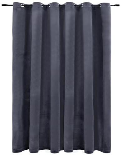 vidaXL Vorhang Verdunkelung mit Metallösen Verdunkelungsvorhang Kräuselband Ösen Schlaufe Thermo Gardine Blickdicht Samt Anthrazit 290x245cm