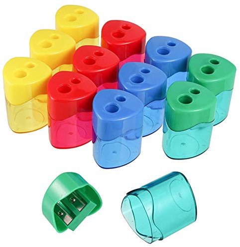 Thursday April 12 Stücke Bleistiftspitzer Doppel Loch Oval Bleistift Spitzer mit Deckel und Behälter Manueller Anspitzer Kinder Pencil Sharpener für Schule Büro