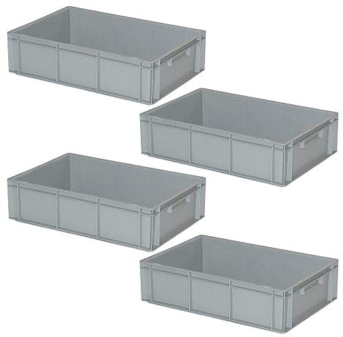 Lot de 5 conteneurs Euro avec 2 poignées, 600 x 400 x 170 mm, 32 l, gris.