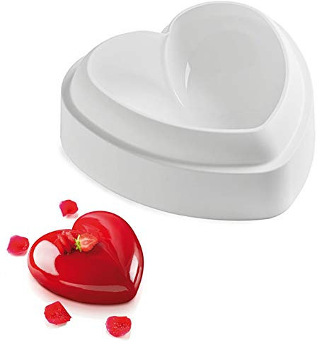 WEJSI Moule à Gâteau en Coeur 6,5 Pouces, Gâteau en Silicone 3D en Forme De C?ur, Plateaux De Moule De Gâteau De Mousse De Coeur