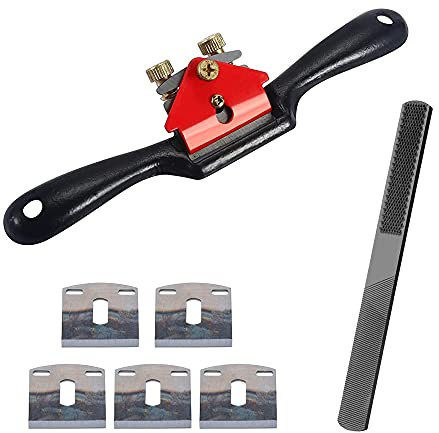 Allazone 10 Zoll Verstellbare Metallklinge Schweifhobel, Einstellbar Anpassung Holzbearbeitung Schneide mit 5 Ersatzklingen zum Hobeln Trimmen von Holzbearbeitungswerkzeugen