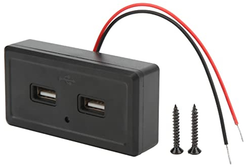 Prise USB 12 V, Prise USB 12 V Prise de Courant pour Chargeur de Voiture Double USB, Panneau de Chargeur Double USB pour Bus de Camping-Car Noir entrée 12‑24 V Modification Universelle étanche
