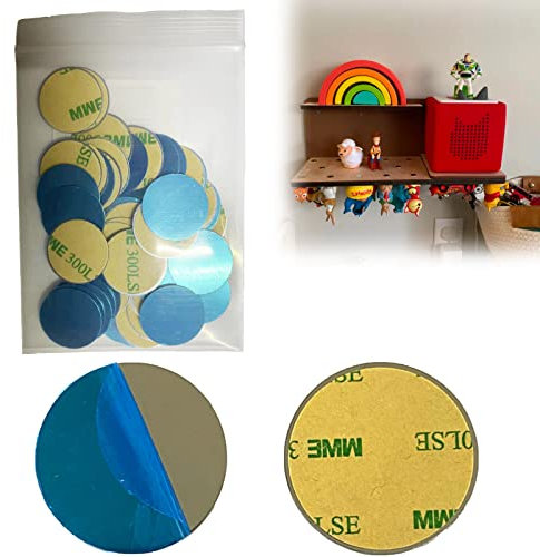 Metallplättchen für Toniefiguren mit Kleber, Klebesockel für Magnete, Metallplättchen aus Edelstahl, Dekoriere das Kinderzimmer mit Tonie-Figuren (20 Stück)