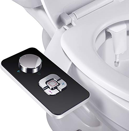 Samodra Bidet-Aufsatz für Bidet-Aufsatz mit Druckreglern, selbstreinigende Doppeldüsen,Schwar