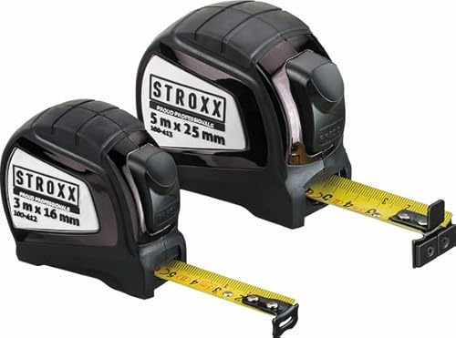 STROXX® Maßband |5 Meter| Bandmaß | Rollbandmaß | Taschenbandmaß | Doppelmagnet Haken | Stoßsicher | Anti-Reflektierend | Korrosionsbeständig