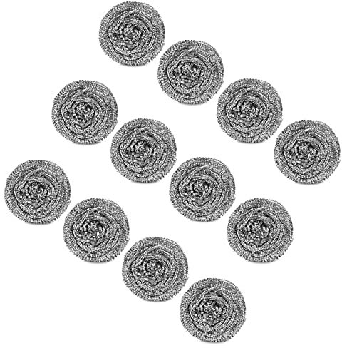 IDEA HOME Spirale à Récurer en Acier 12 Pièces XXL - Éponge en Acier Inoxydable de Haute Qualité - Éponge à Récurer, Nettoyeur de Casserole
