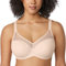 DELIMIRA Women's Full Coverage Lightly Padded Bra Underwire Mesh Support Comfort T Shirt Bra Beige 34E