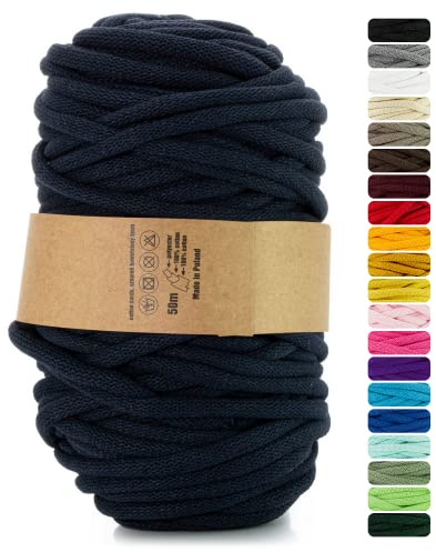 Netuno 1x corda macramè colorata blu di Berlino 9 mm 50 m corda in cotone anima in poliestere filo spago uncinetto ferri da maglia decorazioni cordoncino colorato cavo