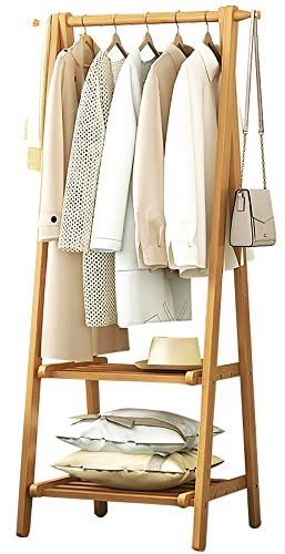 Kleiderständer aus Holz, freistehender Kleiderständer aus Holz mit Regal/Haken, multifunktionales Multifunktions-Aufbewahrungsregal, für das Home Office Indoor, L: 66/86/116CM