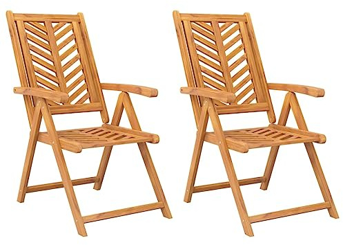 vidaXL Ställbara trädgårdsstolar 2 st massivt akaciaträ, trädgårdsstol, loungestolar, loungefåtöljer, loungestol, loungefåtölj, trädgårdsfåtölj