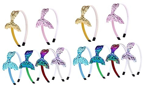 minkissy 12 Stk Meerjungfrau Haarspange Cosplay-haarreifen Pailletten-stirnband Einhörner Meerjungfrau Stirnband Strand Kopfbedeckung Blumenstirnbänder Stoff Ausgabekarte Mädchen Rutschfest
