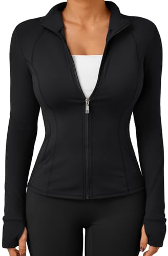 Trendy Queen Women's Zip Up Lightweight Jackets Workout Hoodies Gym Clothes