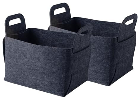 JOYHAZE 2-teilige Filz Aufbewahrungskörbe, waschbare faltbare große Stoff Aufbewahrungsboxen mit Griffen für Home Organizer, Kleidung, Büroprodukte, Bücher, Würfel Spielzeug und andere Sonstiges
