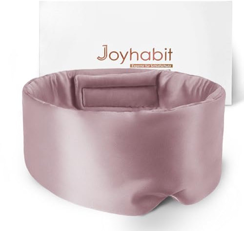 Joyhabit Seiden Schlafmaske für Herren und Frauen, Extra Groß und Verstellbare Augenmaske im Wolkenkurvendesign, für Pausen und den Nachtschlaf, Rosa