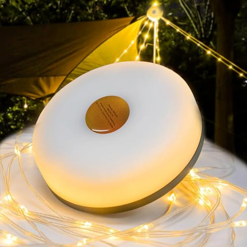 XVZ Campinglampa, 8 m justerbar ljusslinga, bärbar camping med 5 belysningslägen, hållbar och vattentät, USB-C-laddning för sovrum, trädgård, uteplats dekor - varmvit