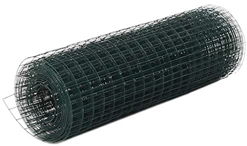 ShGaxin Drahtzaun Stahl mit PVC-Beschichtung 25x0,5 m Grün, Maschendrahtzaun, Gartenzaun, Hühnerzaun, Hundezaun, Hasendraht, Draht Zaun 143630